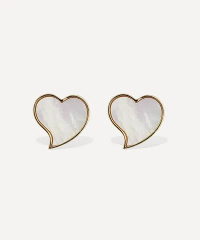Gas Bijoux Gold-plated Mirage Mother Of Pearl Heart Stud Earrings In White