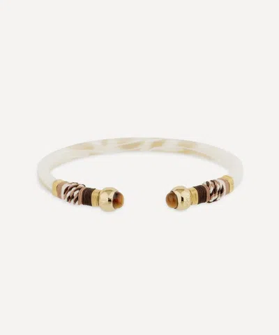 Gas Bijoux Gold-plated Sari Ivory Acetate Bangle Bracelet In Brown