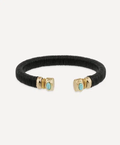 Gas Bijoux Gold-plated Sarina Turquoise Bangle Bracelet In Black