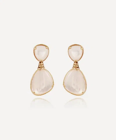 Gas Bijoux Gold-plated Silia Mother Of Pearl Drop Earrings In Pink