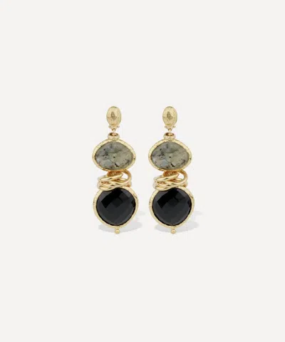 Gas Bijoux Gold-plated Sirena Onyx And Labradorite Drop Earrings