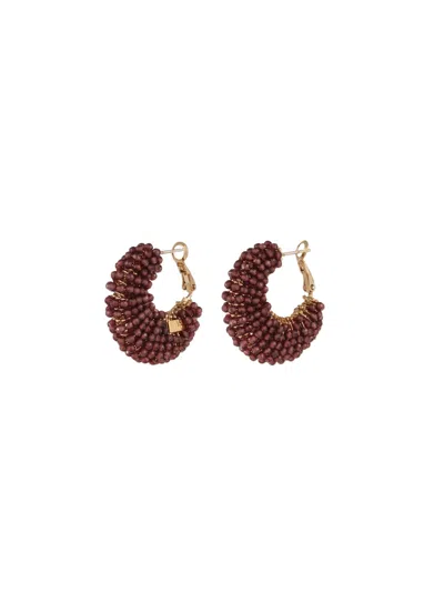 Gas Bijoux Izza Beaded Hoop Small Earrings In Brown