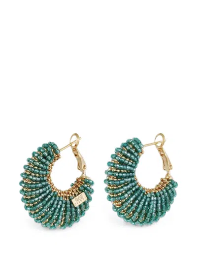 Gas Bijoux Izzia Beaded Hoop Earrings In 金色