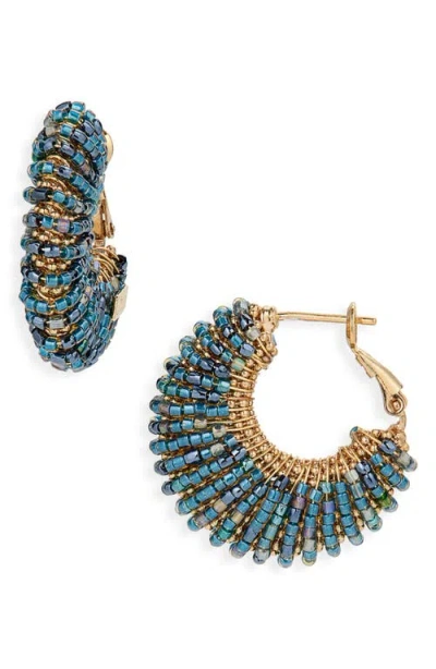 Gas Bijoux Izzia Beaded Hoop Earrings In Blue