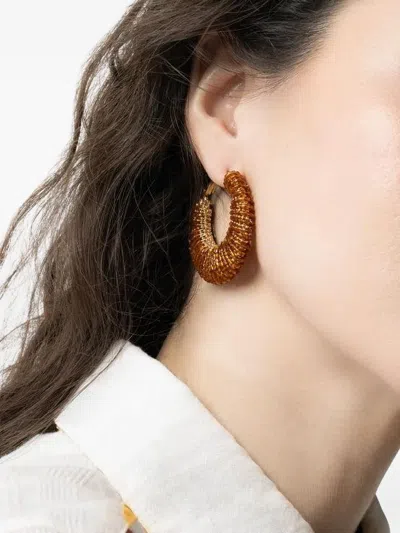 Gas Bijoux Izzia Beaded Hoop Earrings In Gold