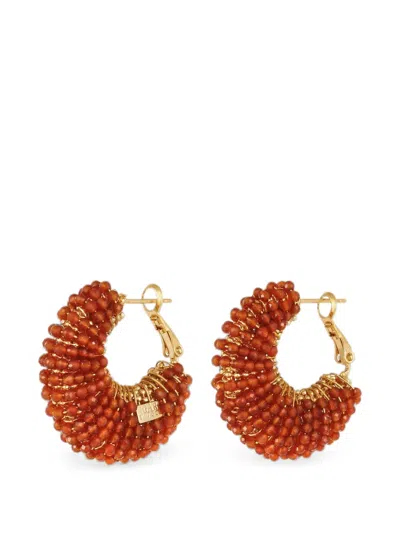 Gas Bijoux Izzia Beaded Hoop Earrings In Gold