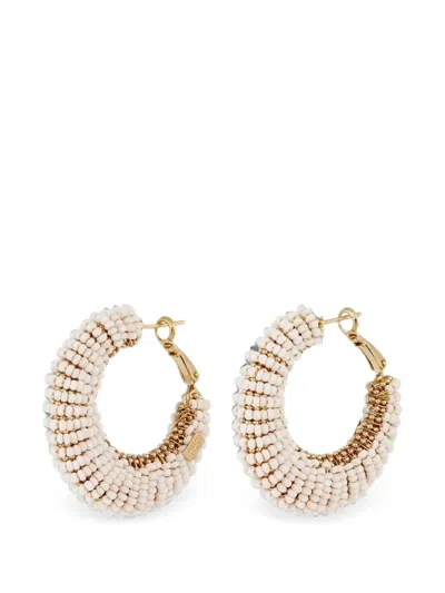 Gas Bijoux Izzia Beaded Hoop Earrings In White