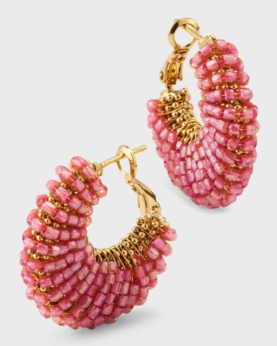 Gas Bijoux Izzia Blue Apatite Hoop Earrings In Pink