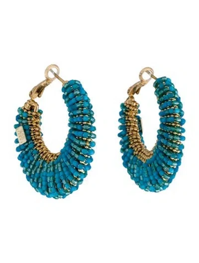 Pre-owned Gas Bijoux Izzia Hoop Earrings In Blue