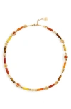Gas Bijoux Kali Beaded Necklace In Gold Orange Red