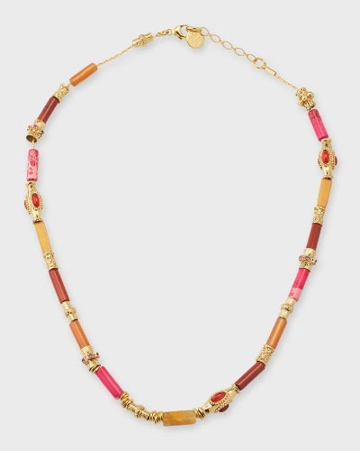 Gas Bijoux Kali Necklace, Brown Pattern In Gold