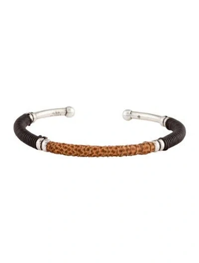 Pre-owned Gas Bijoux Leather & Snakeskin Bracelet, 7.25" In Multi