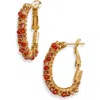 Gas Bijoux Lucky Lyre Hoop Earrings In Gold Orange Red