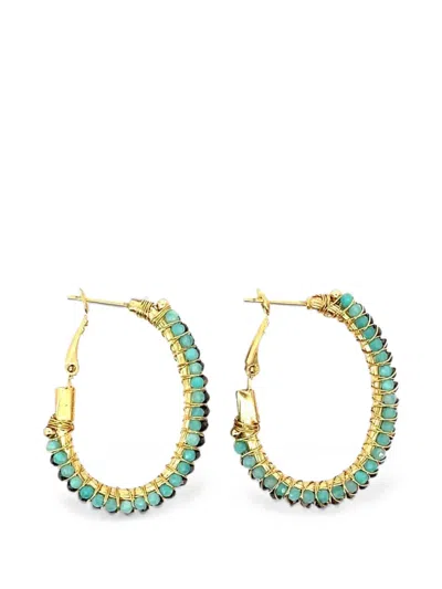 Gas Bijoux Lyre Beaded Hoop Earrings In Gold