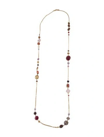 Pre-owned Gas Bijoux Multi-stone & Bead Strand Station Necklace, 44.25"