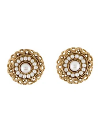 Pre-owned Gas Bijoux Pearl Leonie Stud Earrings In Multi