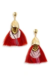 Gas Bijoux Plumette Drop Earrings In Gold Red