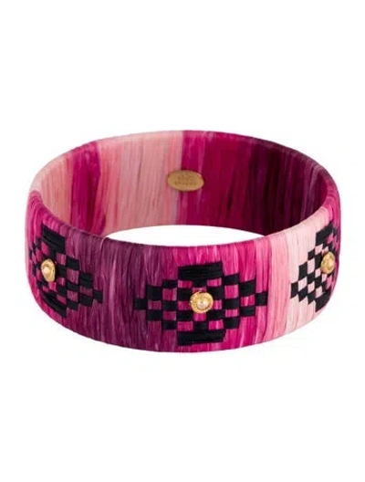 Pre-owned Gas Bijoux Raffia Bangle Bracelet, 7.5" In Multicolor