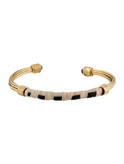Pre-owned Gas Bijoux Raffia Cuff Bangle, 7" In Multi