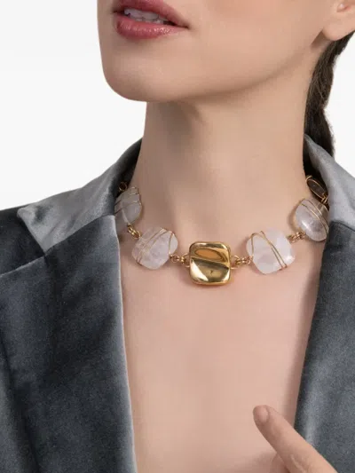 Gas Bijoux Rainbow Square-stone Necklace In Gold