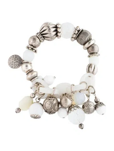 Pre-owned Gas Bijoux Resin, Crystal, & Stone Beaded Charm Bracelet, 6.25" In Multi