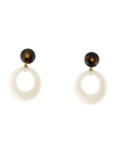 Pre-owned Gas Bijoux Resin Drop Earrings In Brown/white