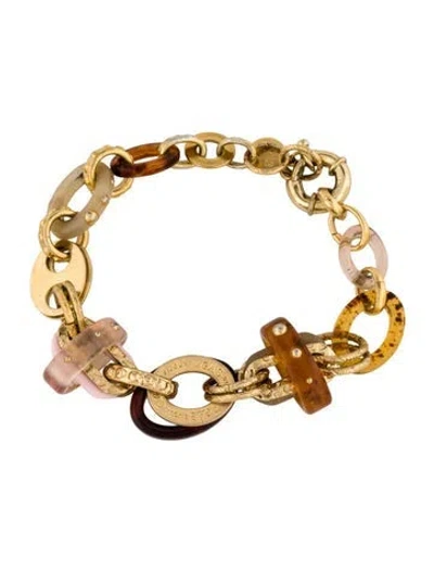 Pre-owned Gas Bijoux Resin Link Bracelet, 6.5" In Multi