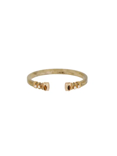 Gas Bijoux Sarina Stone Detail Cuff Bracelet In Gold