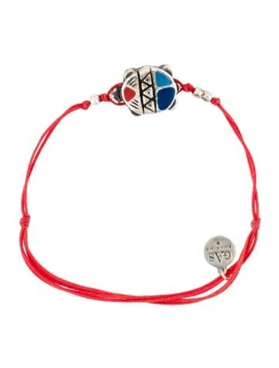 Pre-owned Gas Bijoux Scaramouche Enamel & Cord Bracelet, 8.5" In Multi