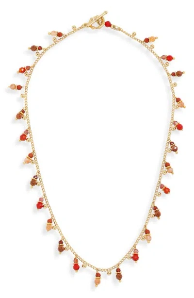 Gas Bijoux Shaky Charm Necklace In Gold Red