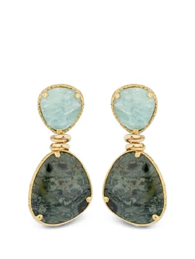 Gas Bijoux Silia Amazonite And Jasper Earrings In Gold