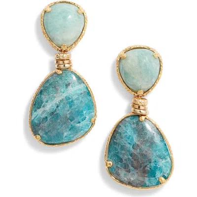 Gas Bijoux Silia Semiprecious Stone Drop Earrings In Blue Stones