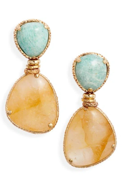 Gas Bijoux Silia Semiprecious Stone Drop Earrings In Turquoise Multi