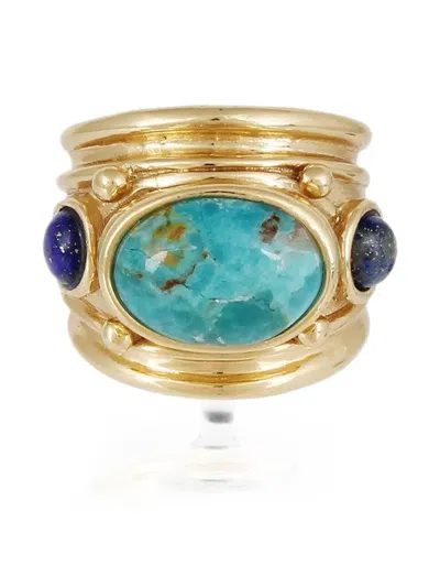 Gas Bijoux Simone Amazonite Malachite Ring In Gold