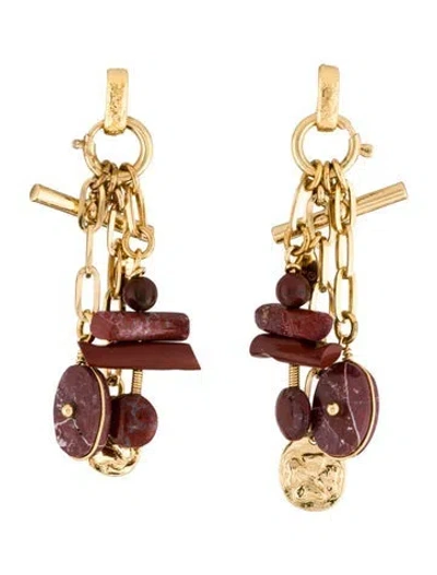 Pre-owned Gas Bijoux Stone Drop Earrings In Red