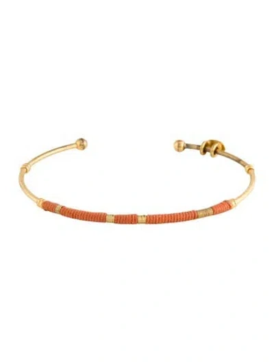 Pre-owned Gas Bijoux Thread Cuff Bracelet, 6.25" In Orange