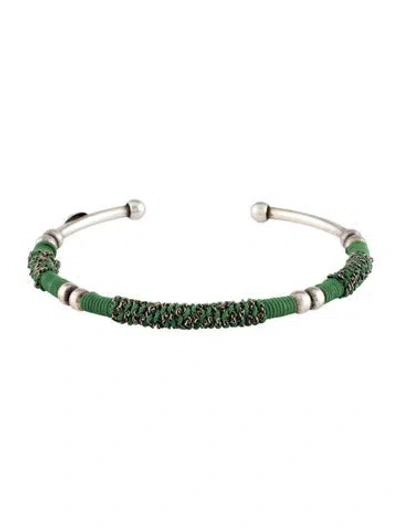 Pre-owned Gas Bijoux Thread Cuff Bracelet, 7" In Green
