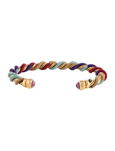 Pre-owned Gas Bijoux Thread Twist Cuff Bracelet, 7" In Blue