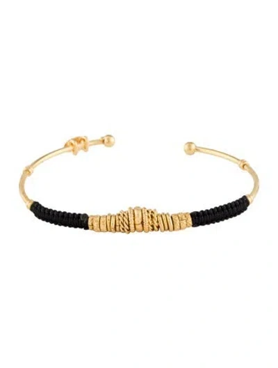 Pre-owned Gas Bijoux Thread Zizanie Cuff Bracelet, 6" In Black