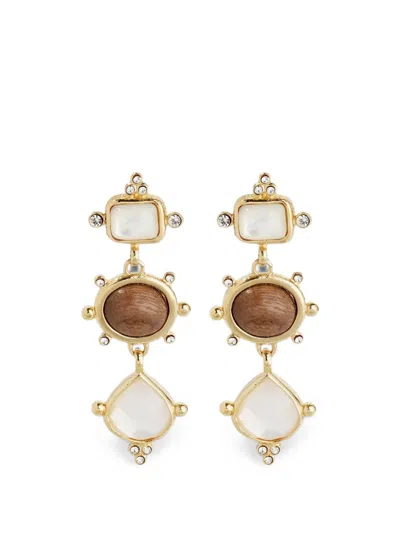 Gas Bijoux Tiki Three Drop Earrings In Brown