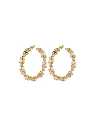 Gas Bijoux Trevise Cube Embellished Hoop Earrings In Gold