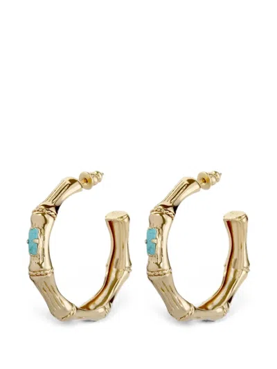 Gas Bijoux Turquoise Bamboo-effect Earrings In Gold
