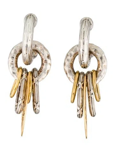 Pre-owned Gas Bijoux Two Tones Hoop Drop Earrings In Multicolor