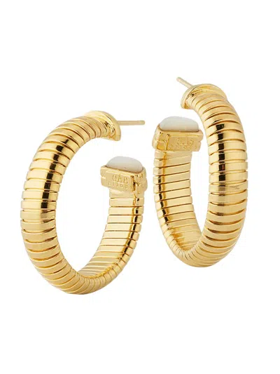 Gas Bijoux Women's Antigone 24k-gold-plated & Mother-of-pearl Hoops In White