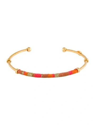 Pre-owned Gas Bijoux Zanzibar Bracelet, 6.75" In Orange