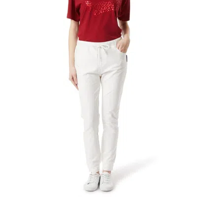 Gas Black Cotton Casual Trousers In White