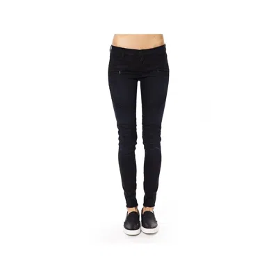 Gas Blue Cotton Skinny Trousers In Black