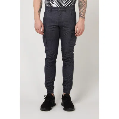 Gas Blue Polyester Cargo Pants In Black