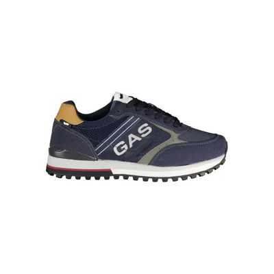 Gas Blue Polyester Men Sneaker In Black