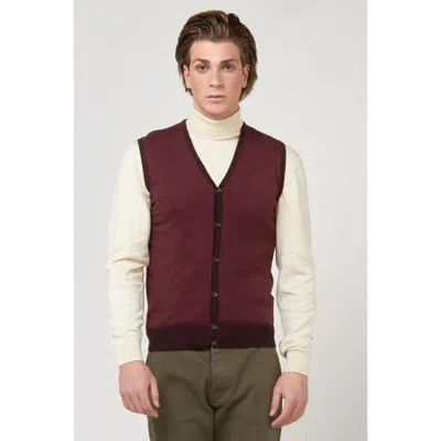 Gas Bordeaux Cotton Waistcoat In Burgundy